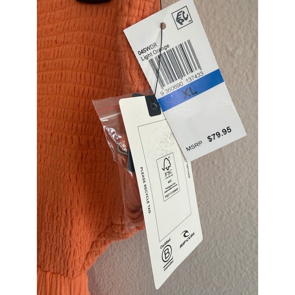 RIP CURL Premium Surf Strapless Maxi Dress - Orange Size XL Summer Beach Surf - Picture 3 of 10